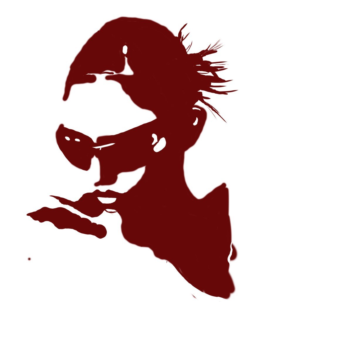 Dark red single-colour silhouette portrait of a woman in sunglasses